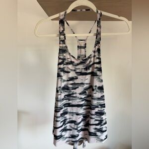 Lululemon Athletica Pink and Black Backless Tank Top